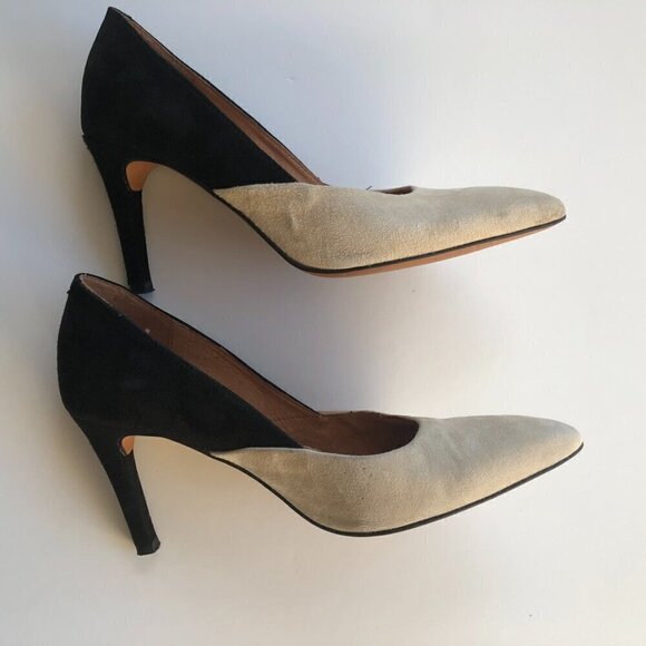 INWEAR Shoes Ivory/Cream & Black 3" high heels Upper Suede Leather EU39 US8/8.5 - Picture 8 of 16